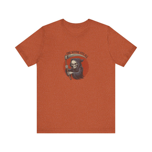 One Scythe Fits All — Grim Reaper Retro Tee (Light)