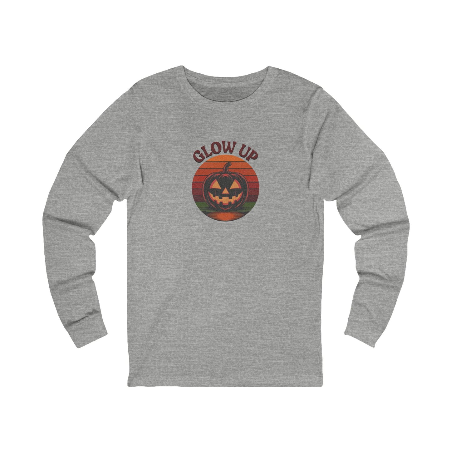 Halloween Glow Up Pumpkin — Retro Autumn Sunset Long Sleeve (Light)