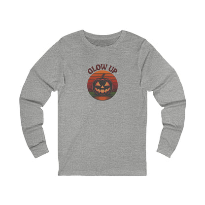 Halloween Glow Up Pumpkin — Retro Autumn Sunset Long Sleeve (Light)