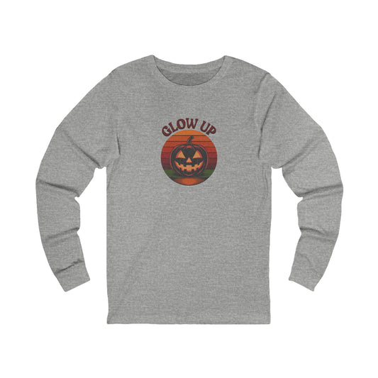 Halloween Glow Up Pumpkin — Retro Autumn Sunset Long Sleeve (Light)
