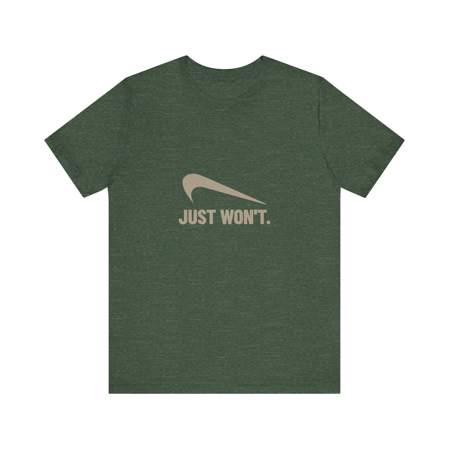 Just Won’t Athletic Parody — Retro Workout Tee (Dark)