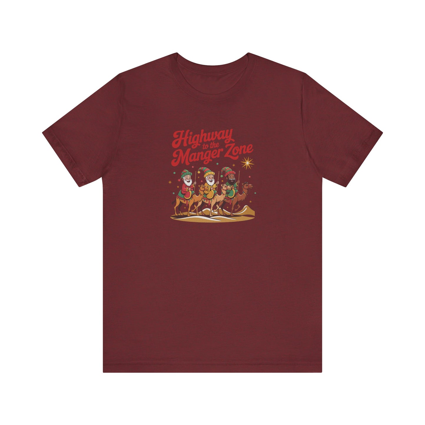 Highway to the Manger Zone — Top Gun Christmas Retro Tee (Dark)