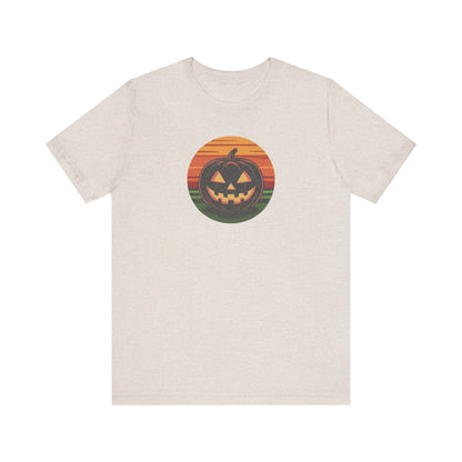 Retro Jack: Glowing Classic — Halloween Sunset Tee (Light)