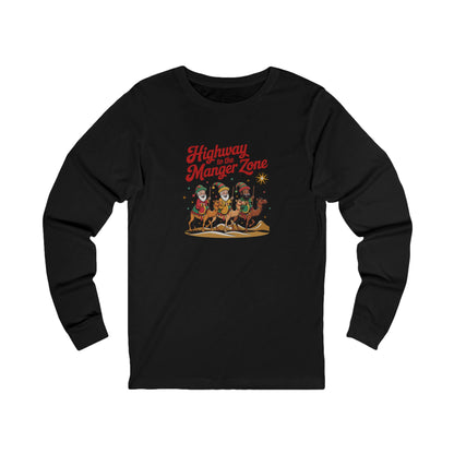 Highway to the Manger Zone — Top Gun-Inspired Christmas Long Sleeve (Dark)
