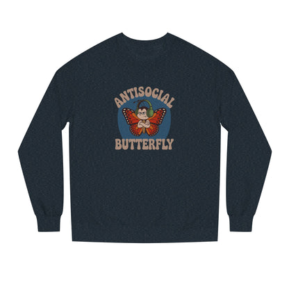 Antisocial Butterfly (Male) — Retro Workout Sweatshirt (Dark)