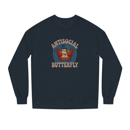 Antisocial Butterfly (Male) — Retro Workout Sweatshirt (Dark)