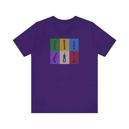 Six Ways Into the Evidence Locker — Clue Retro Tee (Dark)