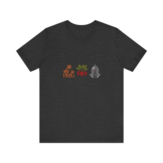 Bears, Beets, Battlestar (Icons) — Retro Tee (Dark)