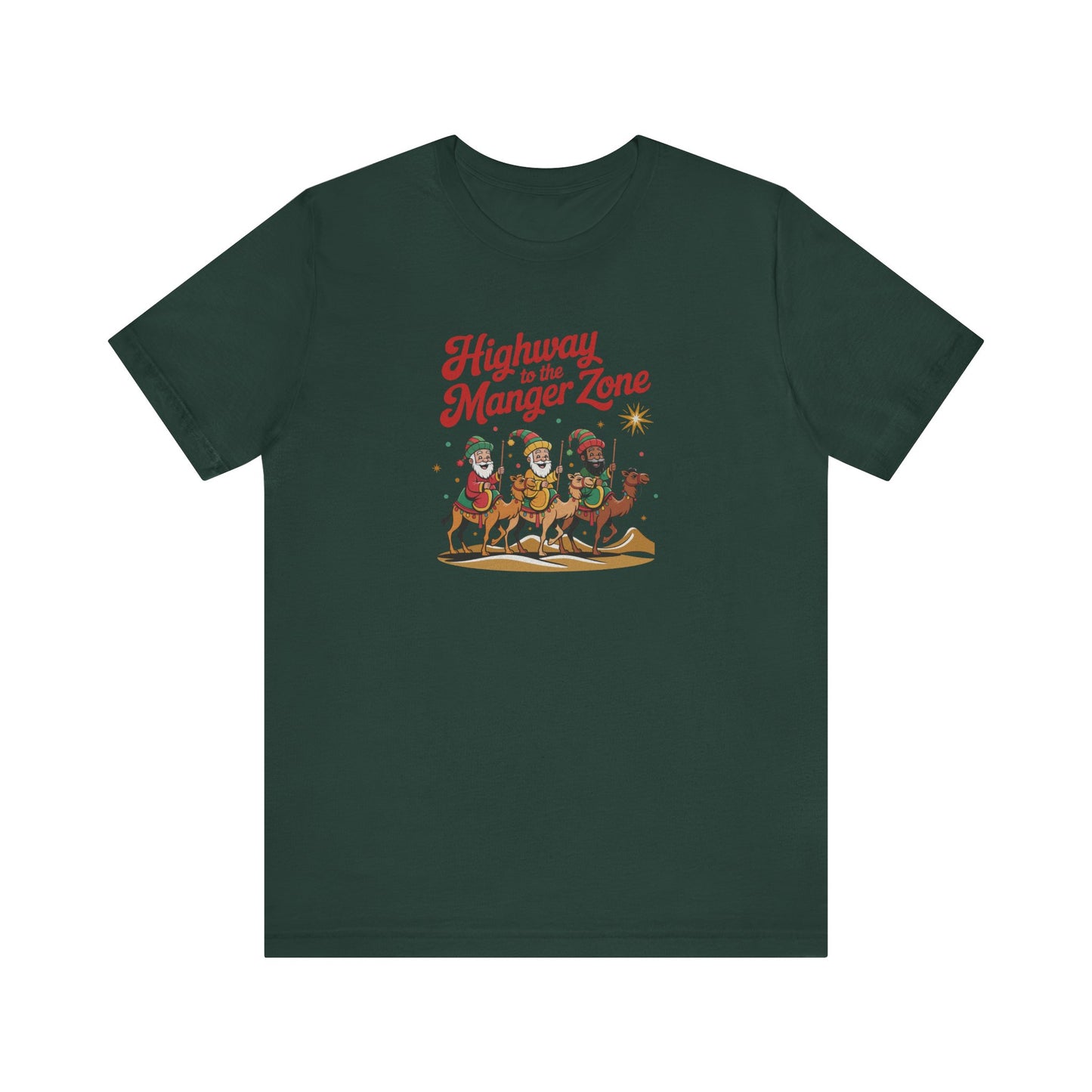 Highway to the Manger Zone — Top Gun Christmas Retro Tee (Dark)