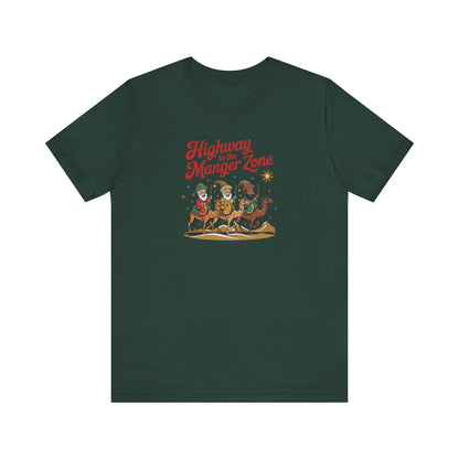 Highway to the Manger Zone — Top Gun Christmas Retro Tee (Dark)