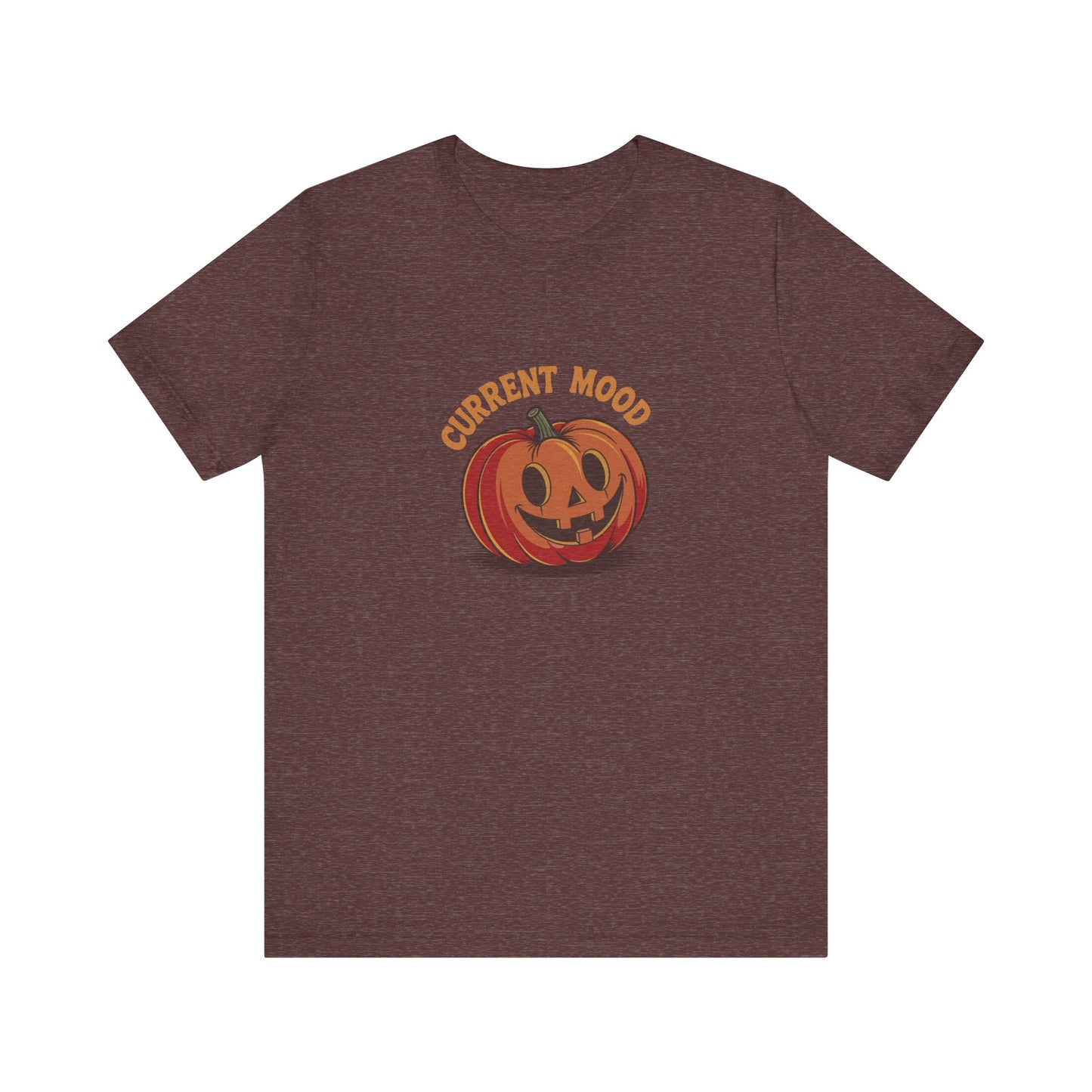 Current Mood (Cute Pumpkin) — Retro Halloween Tee (Dark)