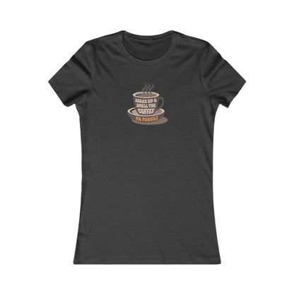 Wake Up and Smell the Coffee, Ya Fossil! — Retro Women's Tee (Dark)