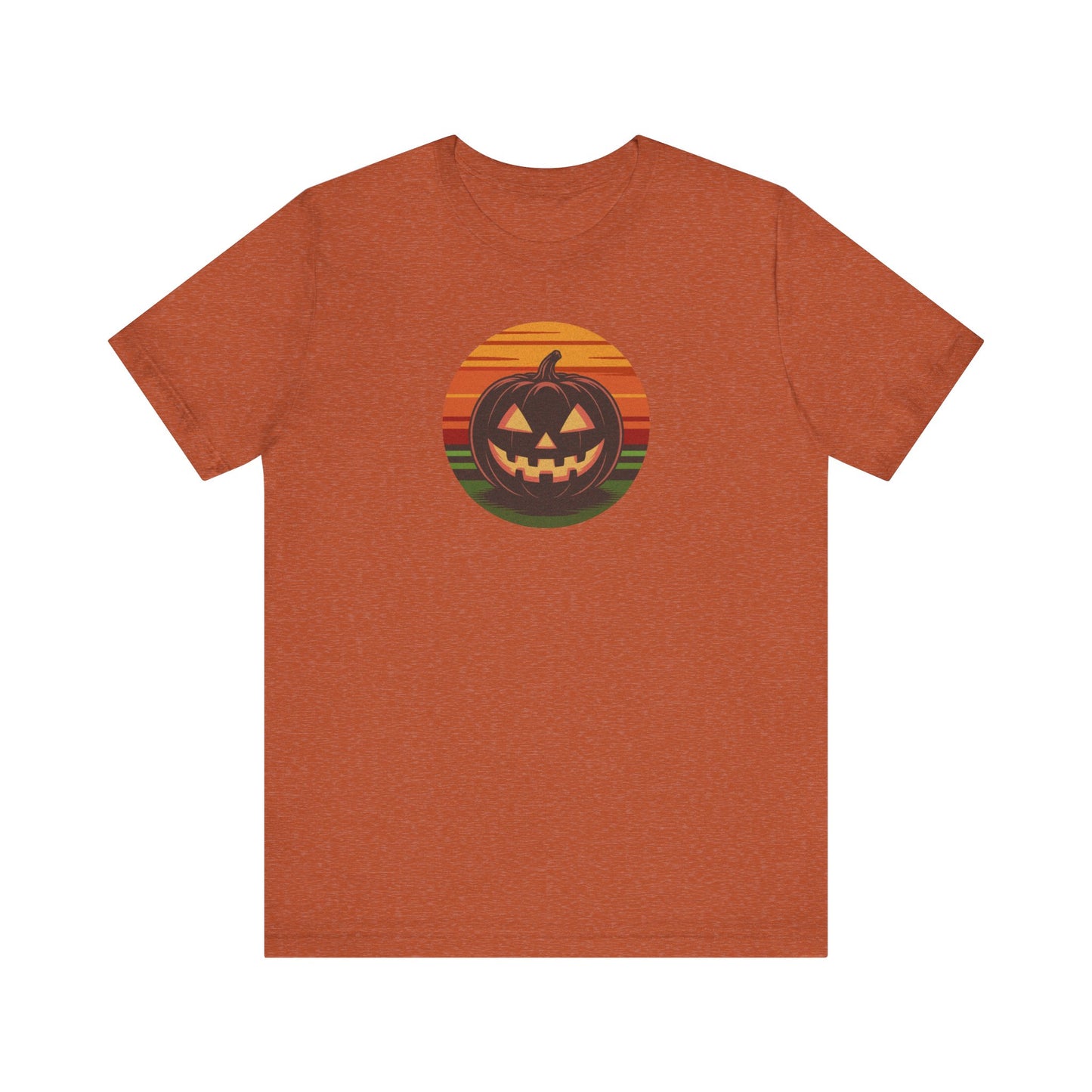 Retro Jack: Glowing Classic — Halloween Sunset Tee (Light)
