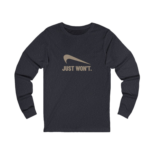 Just Won’t Athletic Parody — Retro Workout Long Sleeve (Dark)