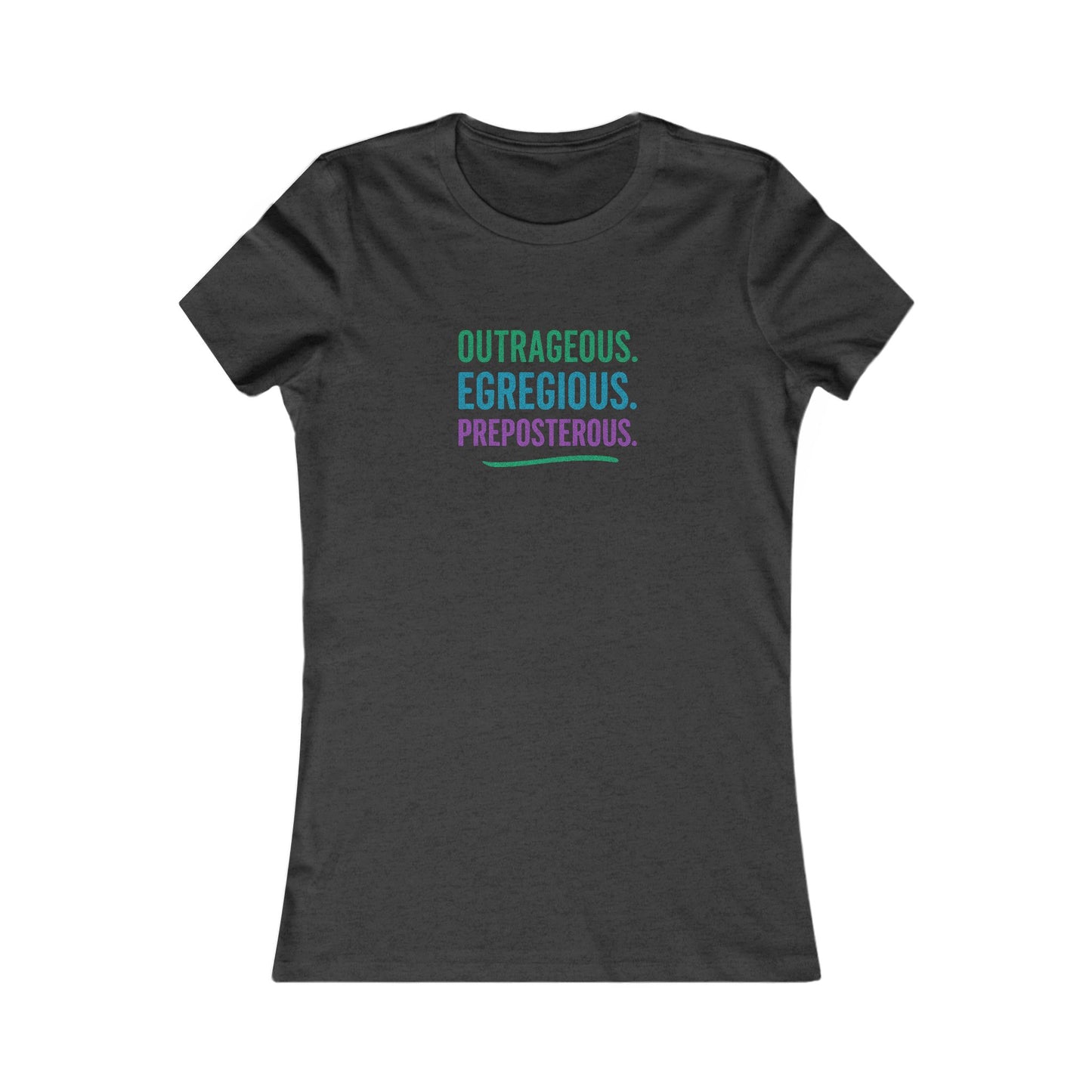 Outrageous Egregious Preposterous (Cool Gradient) — Seinfeld Retro Women's Tee (Dark)