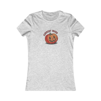 Current Mood (Cute Pumpkin) — Retro Halloween Women's Tee (Light)