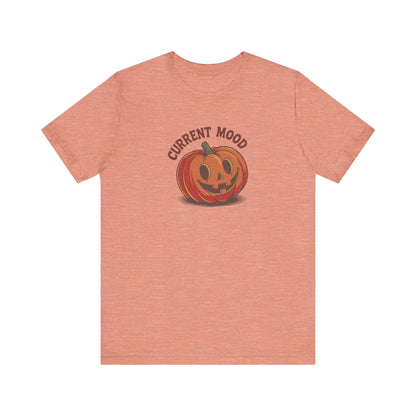 Current Mood (Cute Pumpkin) — Retro Halloween Tee (Light)