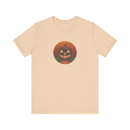 Retro Jack: Bold Grin — Halloween Sunset Tee (Light)