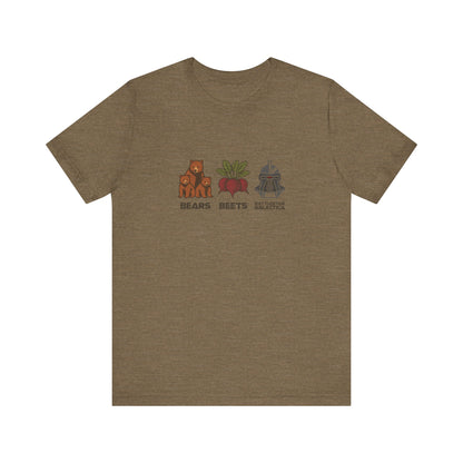 Bears, Beets, Battlestar (Captions) — Retro Tee (Light)