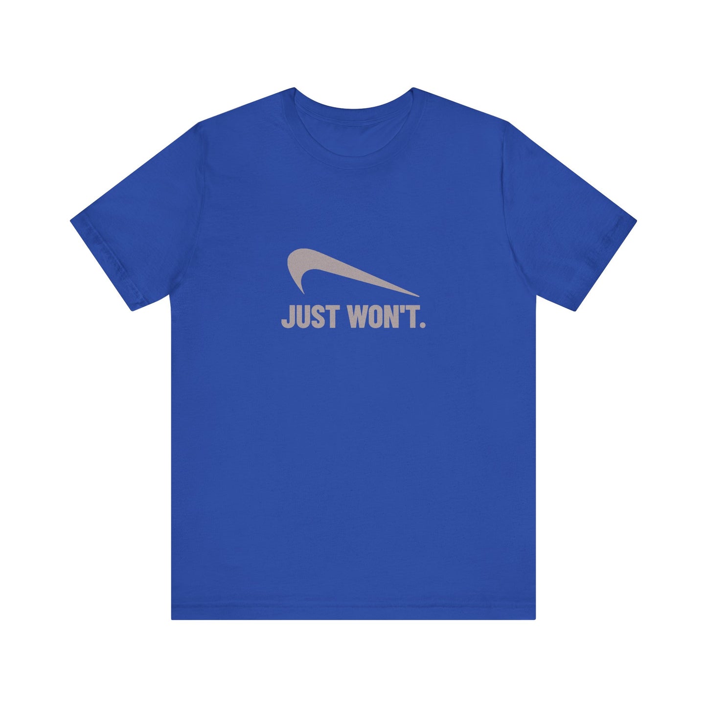 Just Won’t Athletic Parody — Retro Workout Tee (Dark)