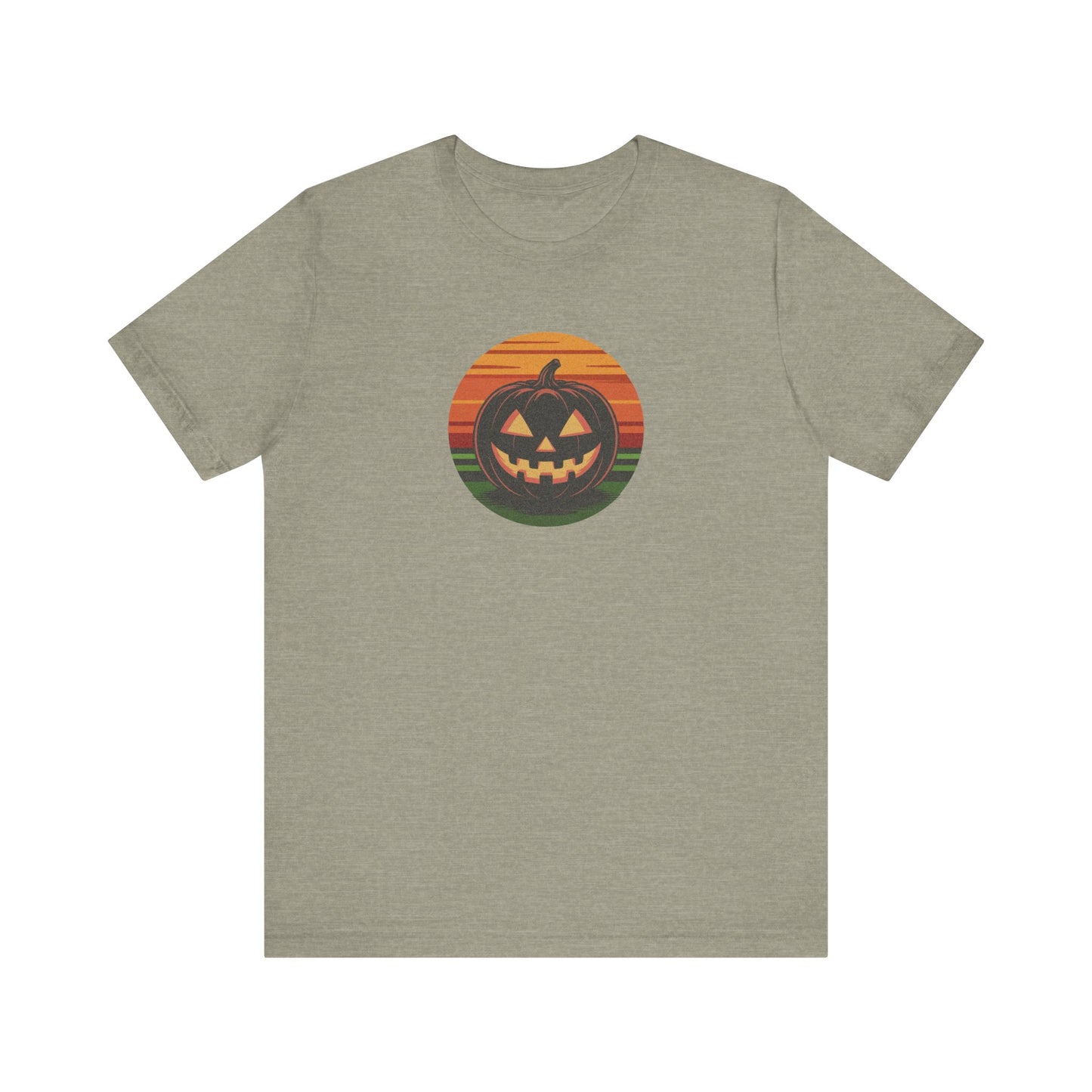 Retro Jack: Glowing Classic — Halloween Sunset Tee (Light)