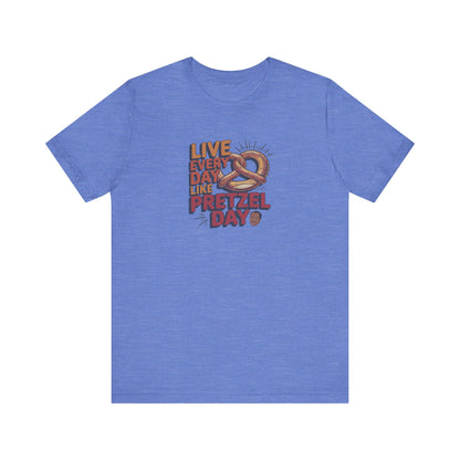 Live Every Day Like Pretzel Day — Stanley Hudson Retro Tee (Light)