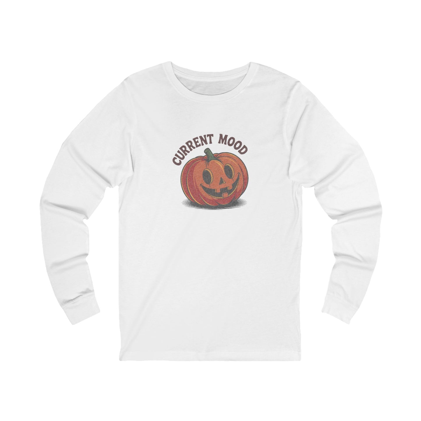 Current Mood (Cute Pumpkin) — Retro Halloween Long Sleeve (Light)
