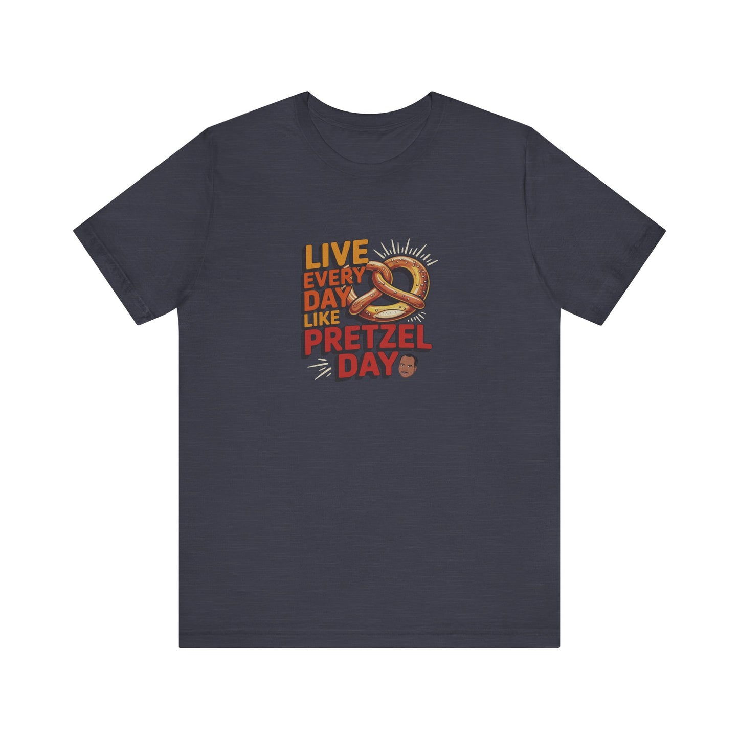 Live Every Day Like Pretzel Day — Stanley Hudson Retro Tee (Dark)
