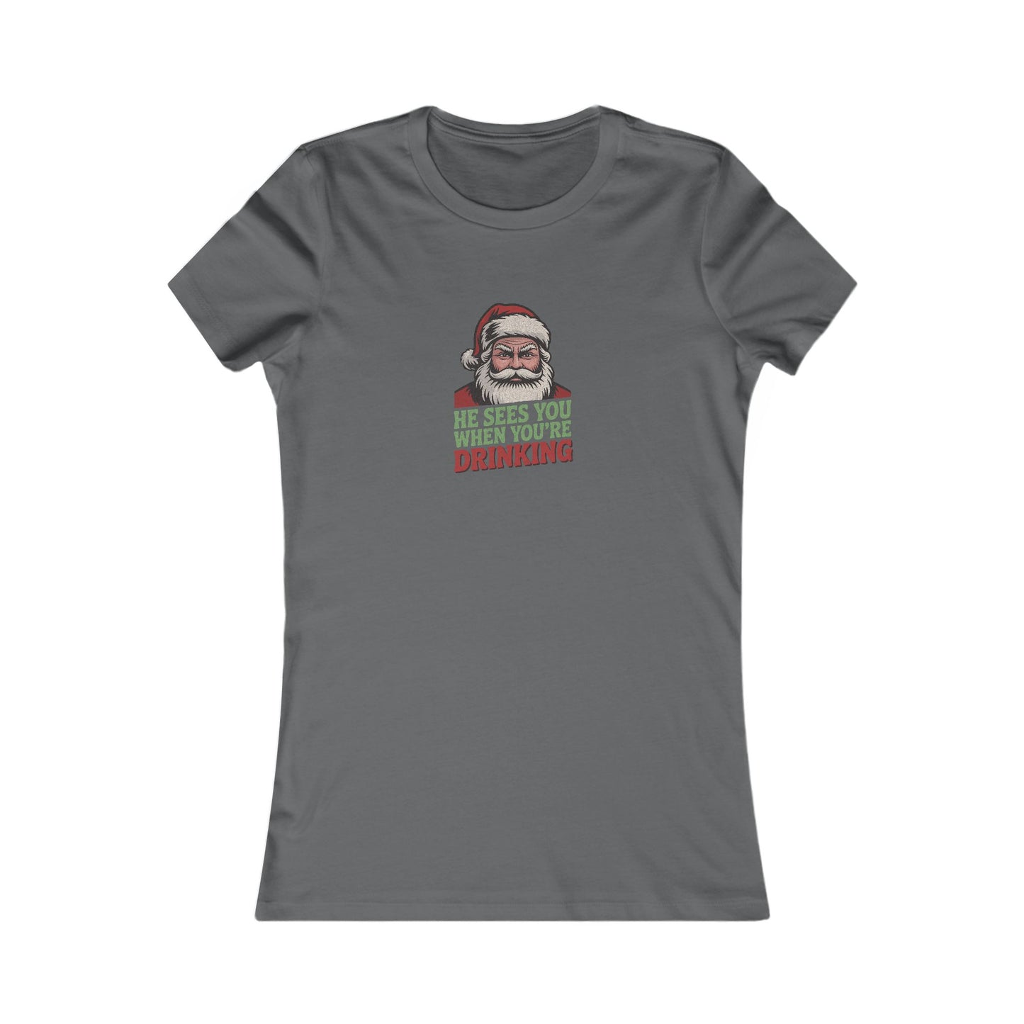 He Sees You When You're Drinking — Judgmental Santa Women's Tee (Dark)