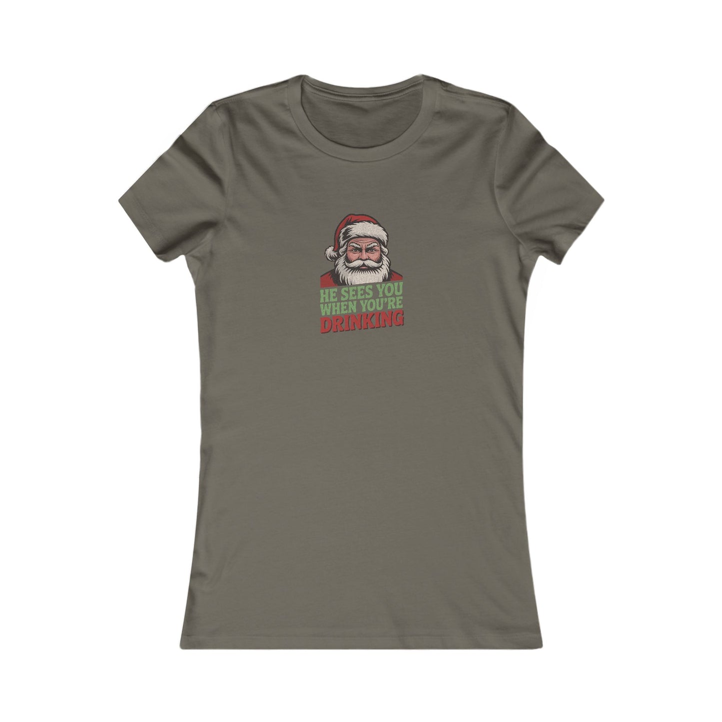 He Sees You When You're Drinking — Judgmental Santa Women's Tee (Dark)
