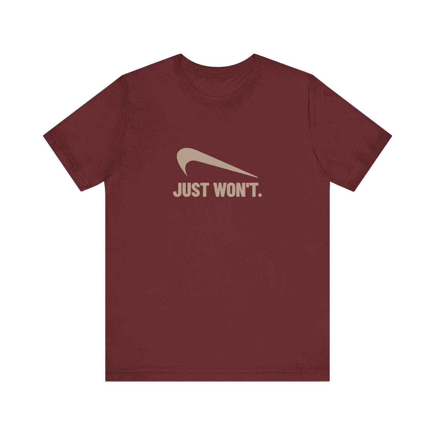 Just Won’t Athletic Parody — Retro Workout Tee (Dark)