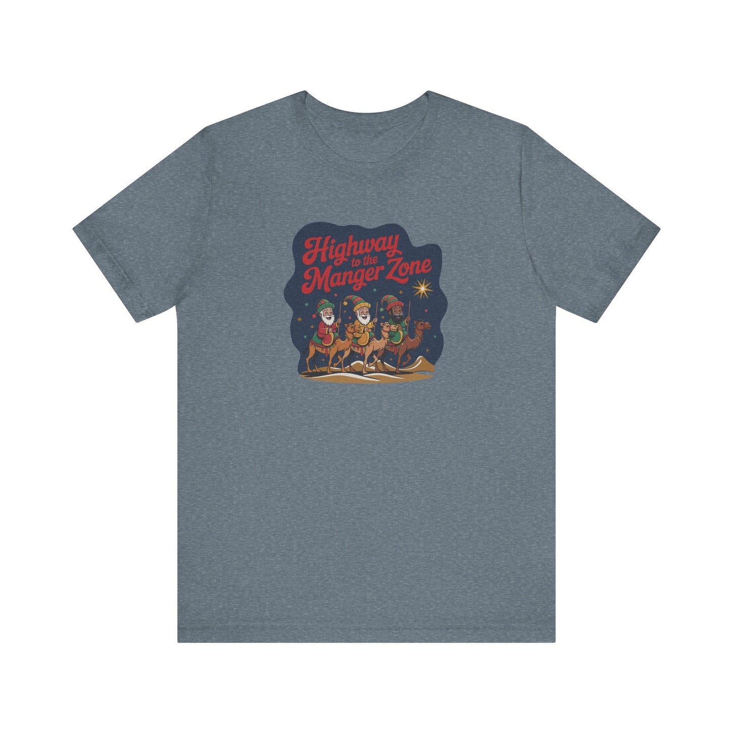 Highway to the Manger Zone — Top Gun Christmas Retro Tee (Light)