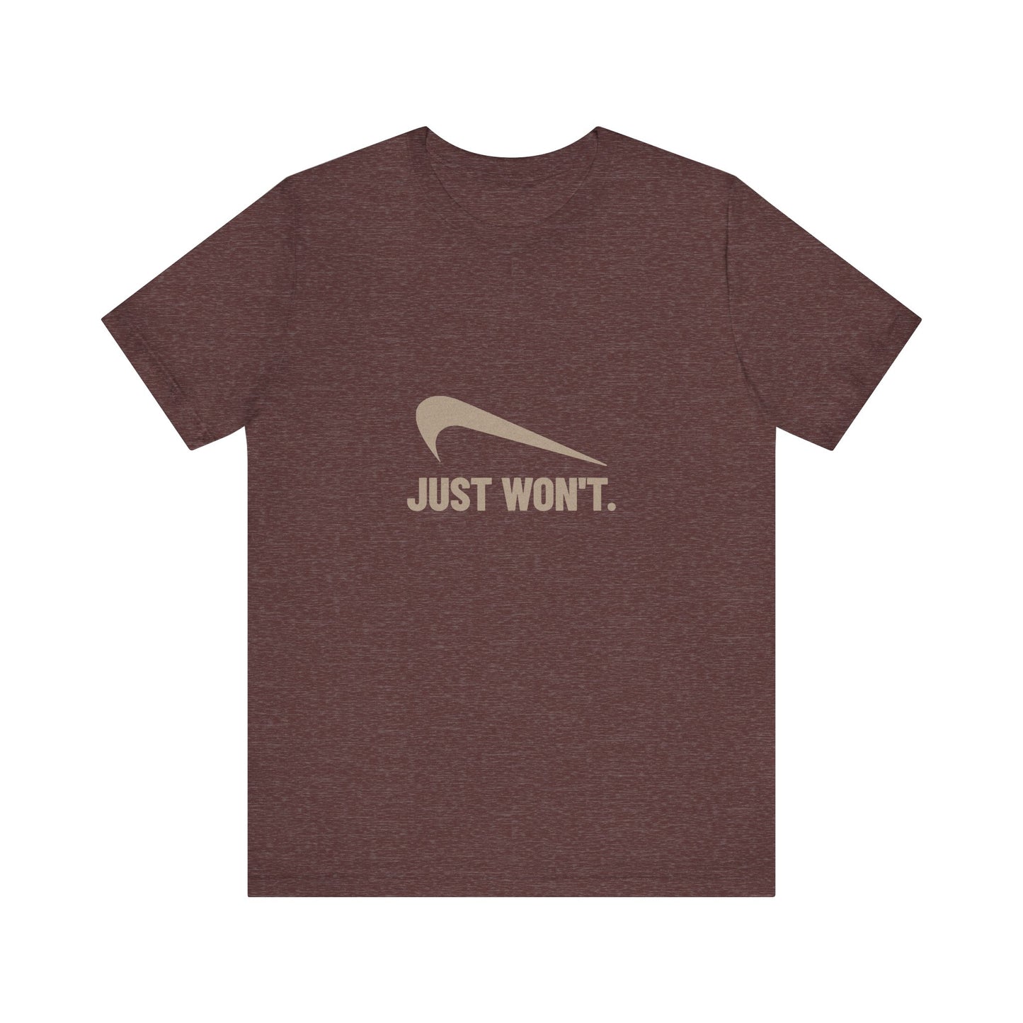 Just Won’t Athletic Parody — Retro Workout Tee (Dark)