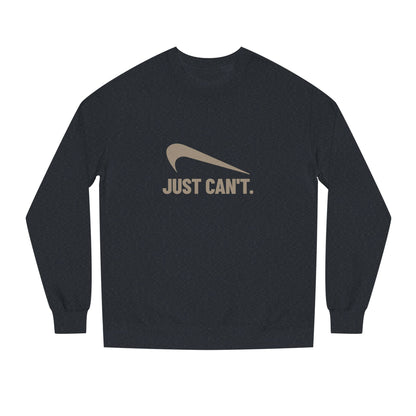 Just Can’t Athletic Parody — Retro Workout Sweatshirt (Dark)