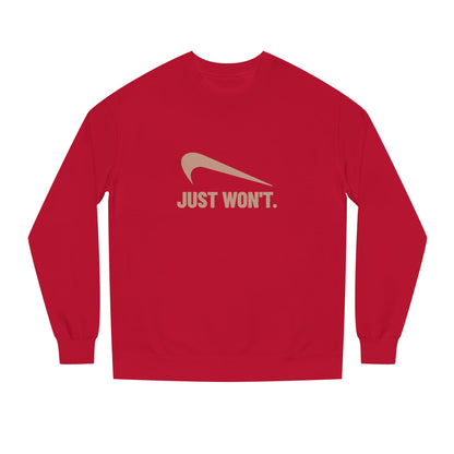Just Won’t Athletic Parody — Retro Workout Sweatshirt (Dark)
