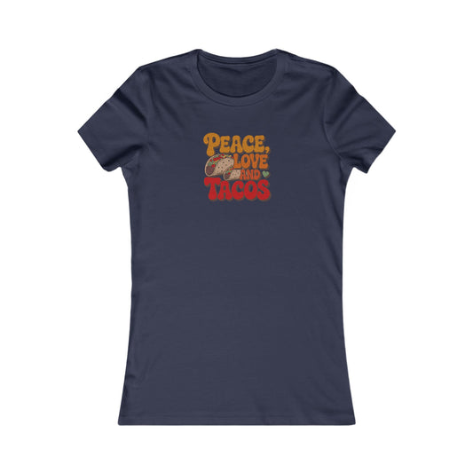 Peace, Love, and Tacos — Retro Foodie Women's Tee (Dark)