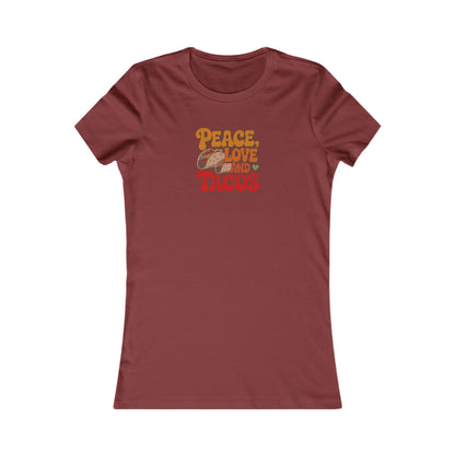 Peace, Love, and Tacos — Retro Foodie Women's Tee (Dark)
