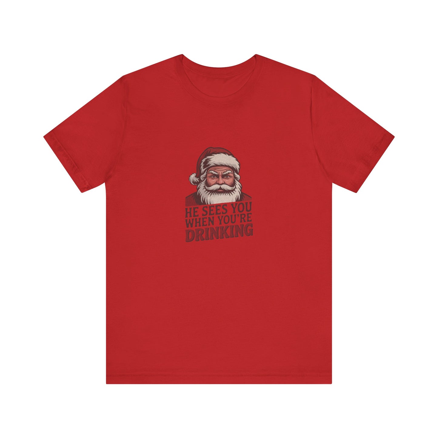 He Sees You When You're Drinking — Judgmental Santa Retro Tee (Light)