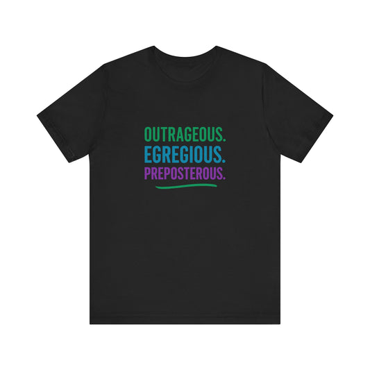 Outrageous Egregious Preposterous (Cool Gradient) — Seinfeld Retro Tee (Dark)