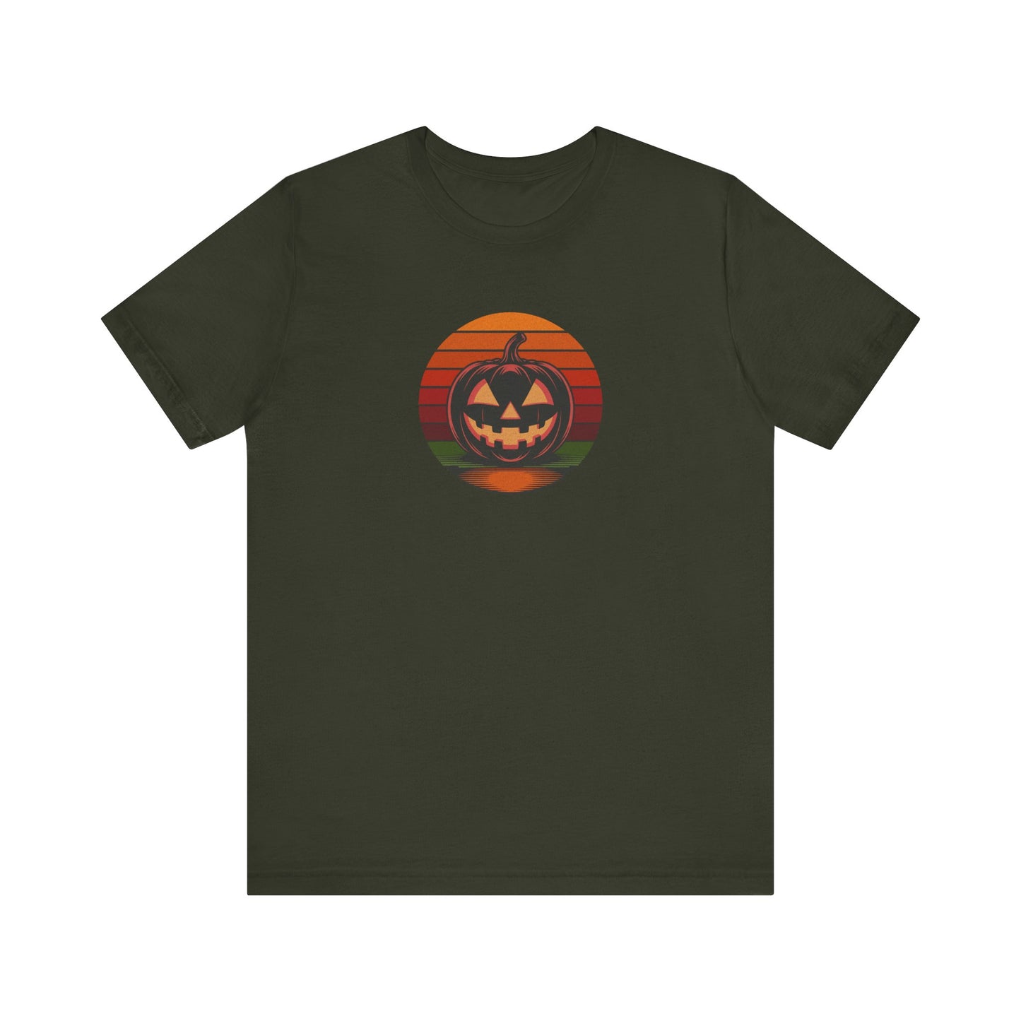 Retro Jack: Bold Grin — Halloween Sunset Tee (Dark)