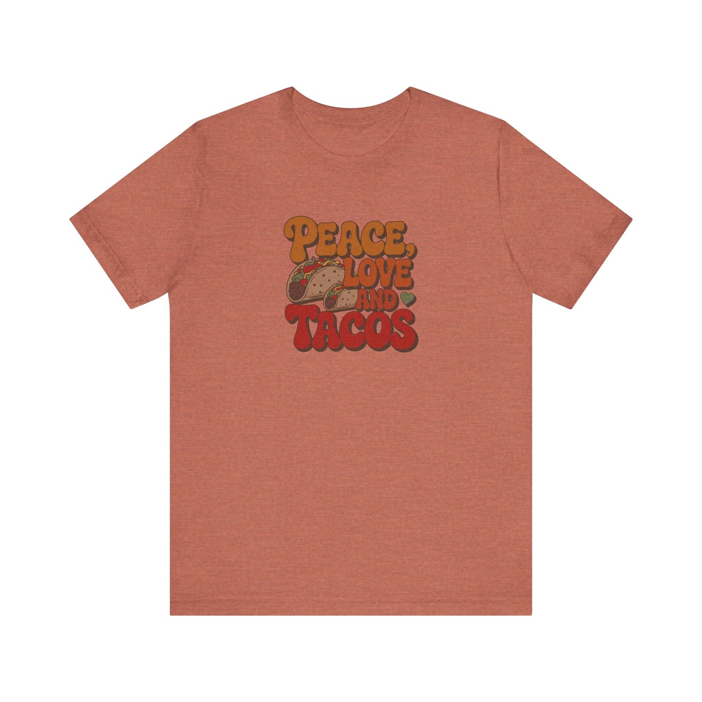 Peace, Love, and Tacos — Retro Foodie Tee (Light)