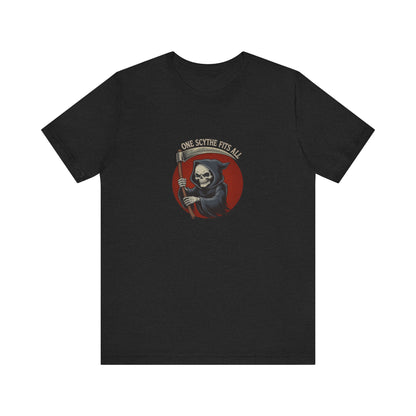 One Scythe Fits All — Grim Reaper Retro Tee (Dark)
