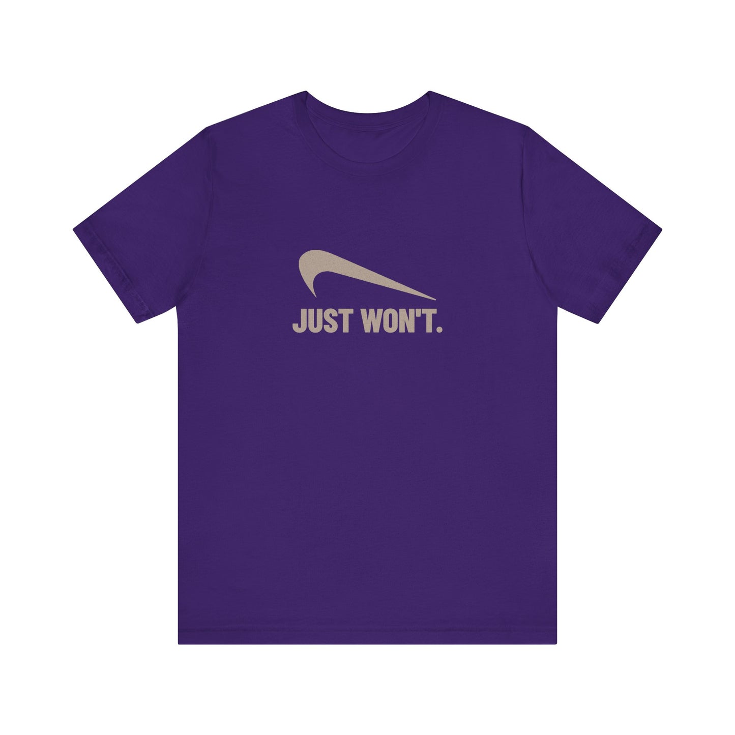Just Won’t Athletic Parody — Retro Workout Tee (Dark)