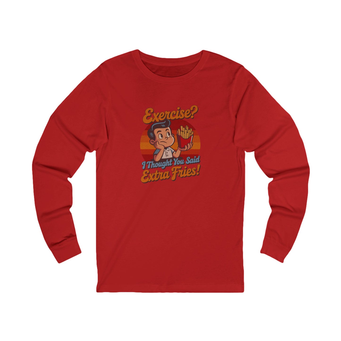 Exercise? I Thought You Said Extra Fries! — Retro Long Sleeve (Light)