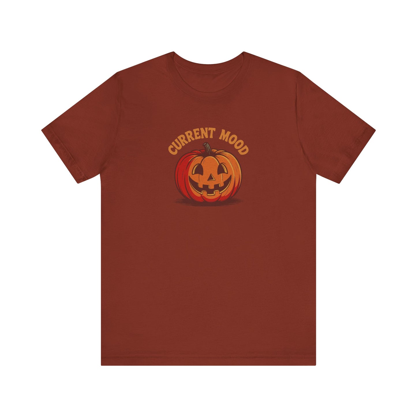 Current Mood (Classic Pumpkin) — Retro Halloween Tee (Dark)