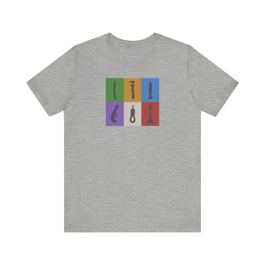 Six Ways Into the Evidence Locker — Clue Retro Tee (Light)