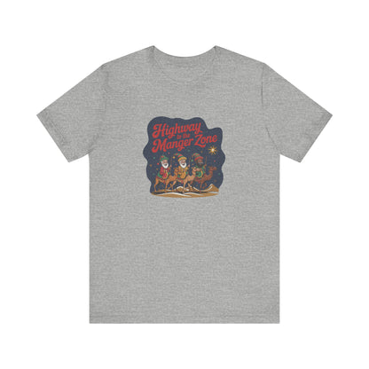 Highway to the Manger Zone — Top Gun-Inspired Christmas Retro Tee (Light)