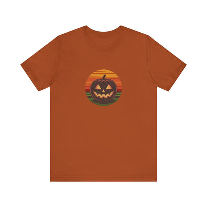 Retro Jack: Glowing Classic — Halloween Sunset Tee (Light)