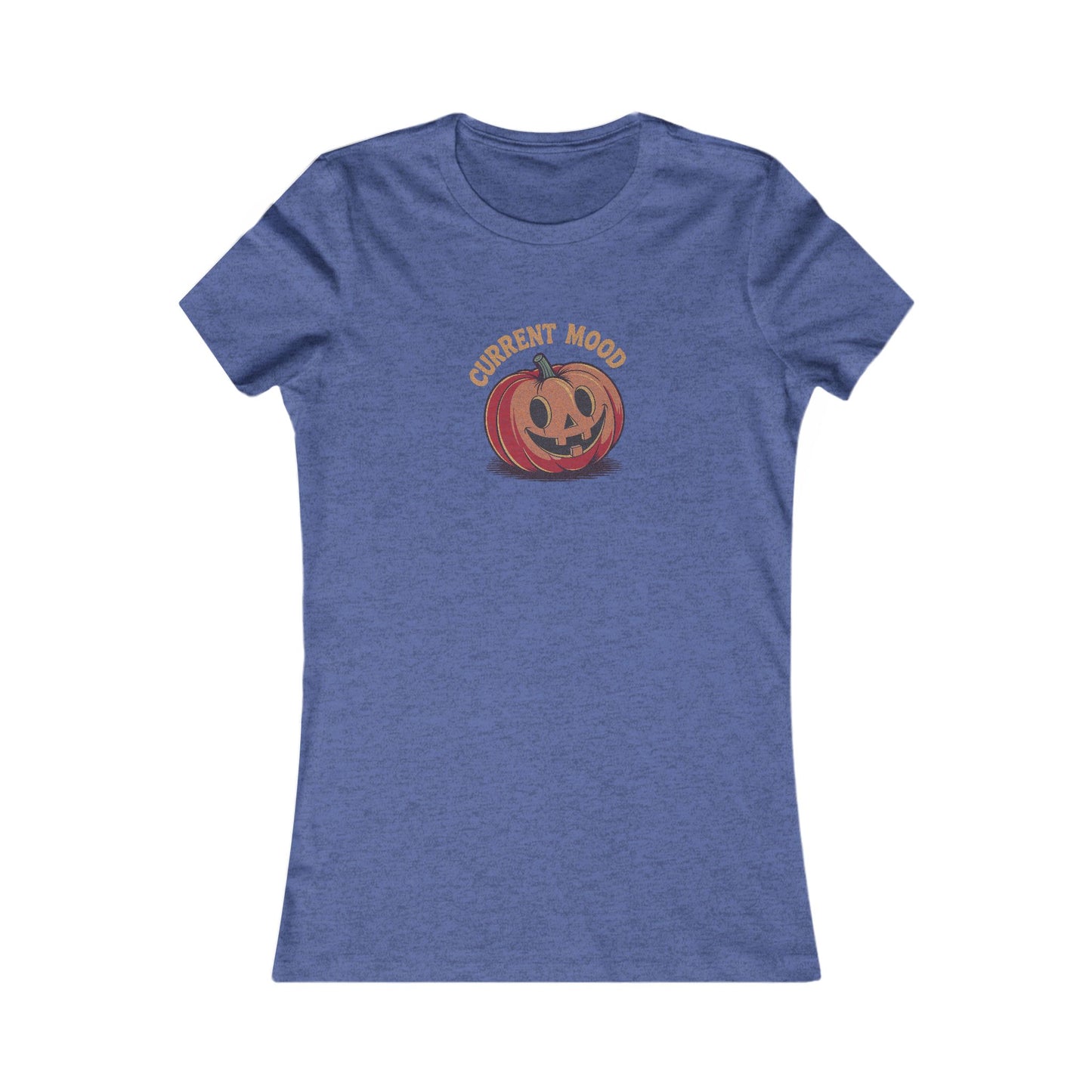 Current Mood (Cute Pumpkin) — Retro Halloween Women's Tee (Dark)