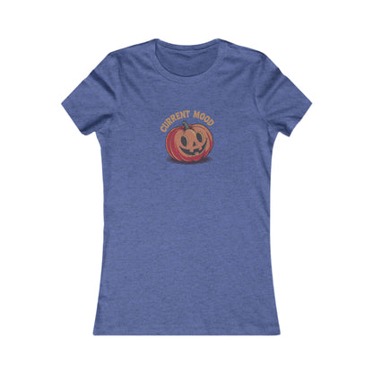 Current Mood (Cute Pumpkin) — Retro Halloween Women's Tee (Dark)